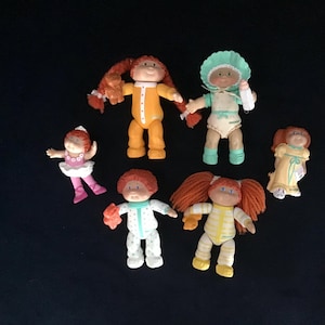 Vintage set of 6 small Cabbage Patch Kids figurines, 1980s collection, children's decoration