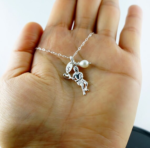 Sterling Silver Tennis Player Initial Personalized Hand Stamped