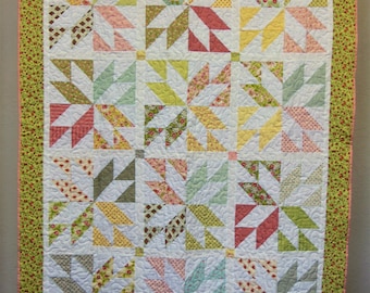 Lap Quilt |  Floral Quilt |  Star  Quilt | Bridal Shower Gift