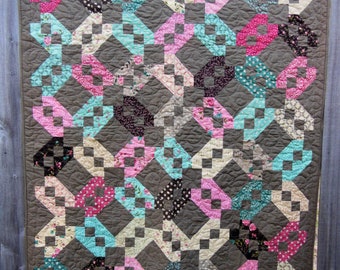 Floral Lap Quilt | Rose,Teal | Floral Lap Quilt | Bridal Shower Gift | Cottage Lap Quilt | Cottage Throw Quilt