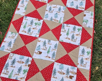 Woodland Baby Quilt | Woodland Nursery | Wilderness Baby Quilt | Wilderness Nursery | Animal Nursery | Animal Linen | Animal Baby Quilt