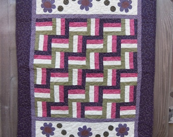 Baby Girl Baby Quilt | Flowers, Purple, Raspberry | Baby Girl Nursery |  Baby Girl Bedding