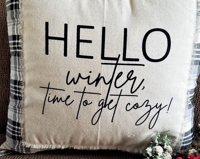 Hello Winter Pillow Cover 16 X 16 Pillow Cover ONLY Etsy