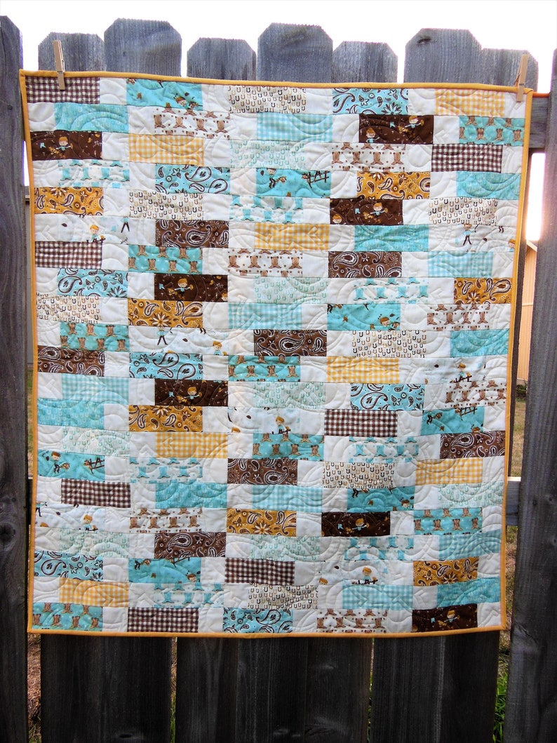 Baby Boy Quilt Cowboy Themed Nursery Rustic Quilt Baby Etsy