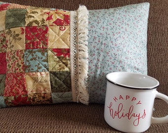Christmas Pillow | Pillow Cover Only | Christmas Decor | Quilted Pillow | Farmhouse Christmas | Farmhouse Decor