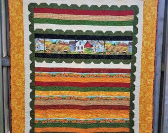 Fall Quilt | Fall Decor | Thanksgiving Quilt | Thanksgiving Decor | Fall Bedding | Orange, Red, Green Quilt