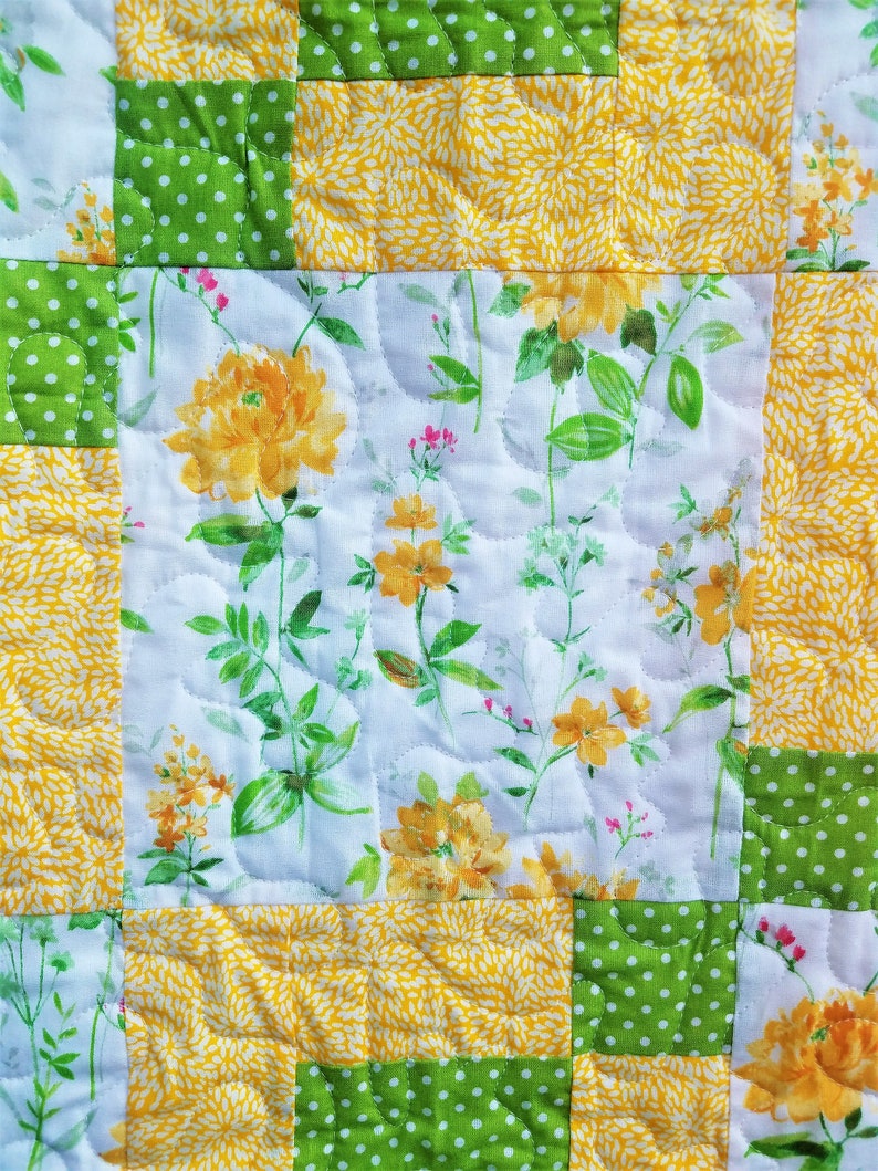 Green and Yellow Quilt Baby Quilt Shabby Chic Quilt Shabby Chic Nursery