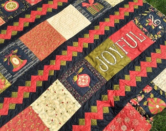 Christmas Quilt | Joyful | Christmas Bedding | Christmas Decor | Holiday Decor | Holiday Lap Quilt | Christmas Lap Quilt