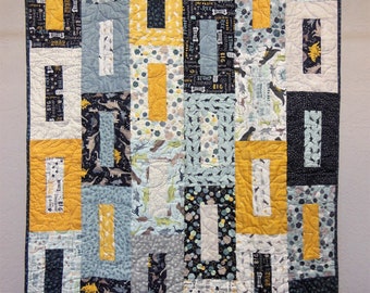 Baby Boy Quilt | Dinosaur Nursery Decor | Blue and Yellow Nursery | Baby Boy Bedding