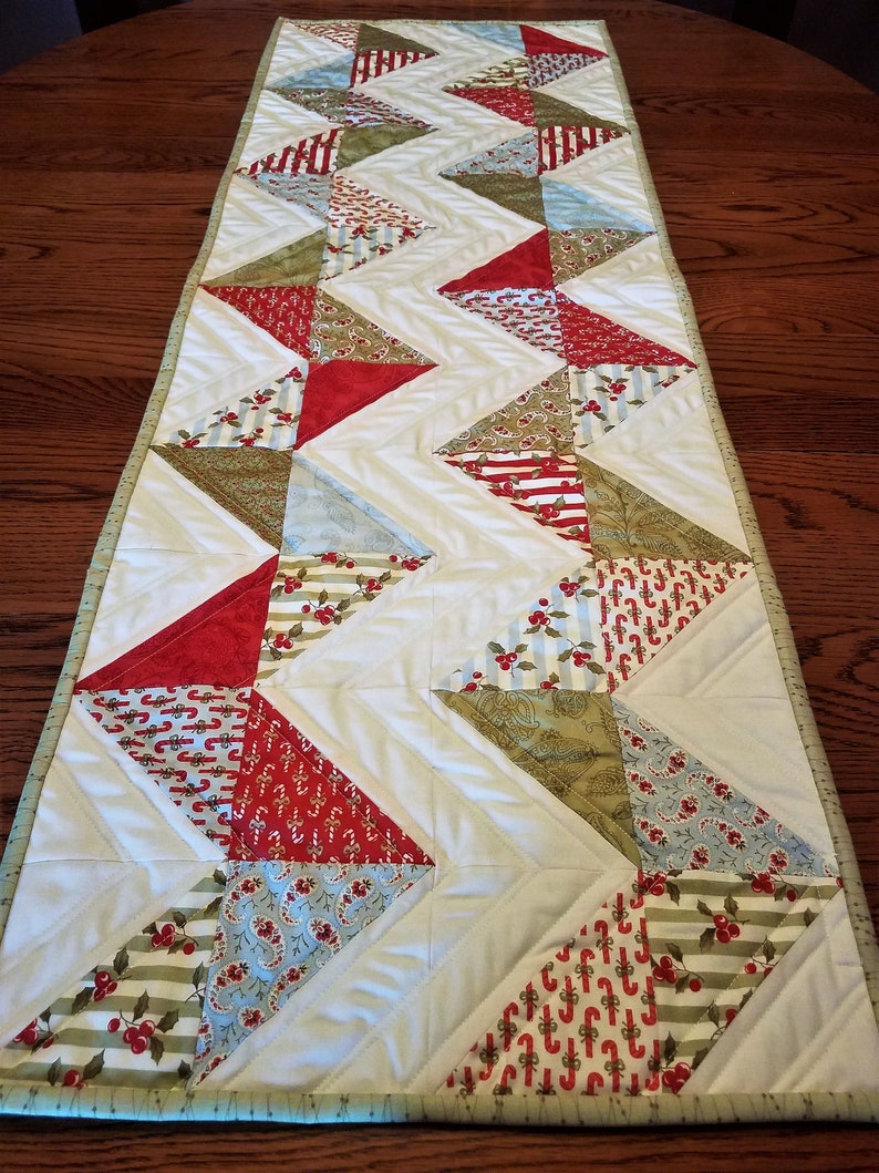 Holiday Decor Christmas Decor Retro Christmas Table Runner Chevron Table Runner Christmas Table Runner