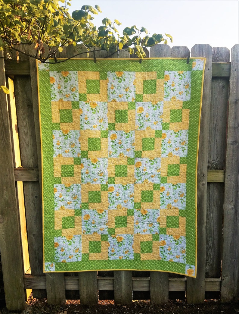 Green and Yellow Quilt Baby Quilt Shabby Chic Quilt Shabby Chic Nursery