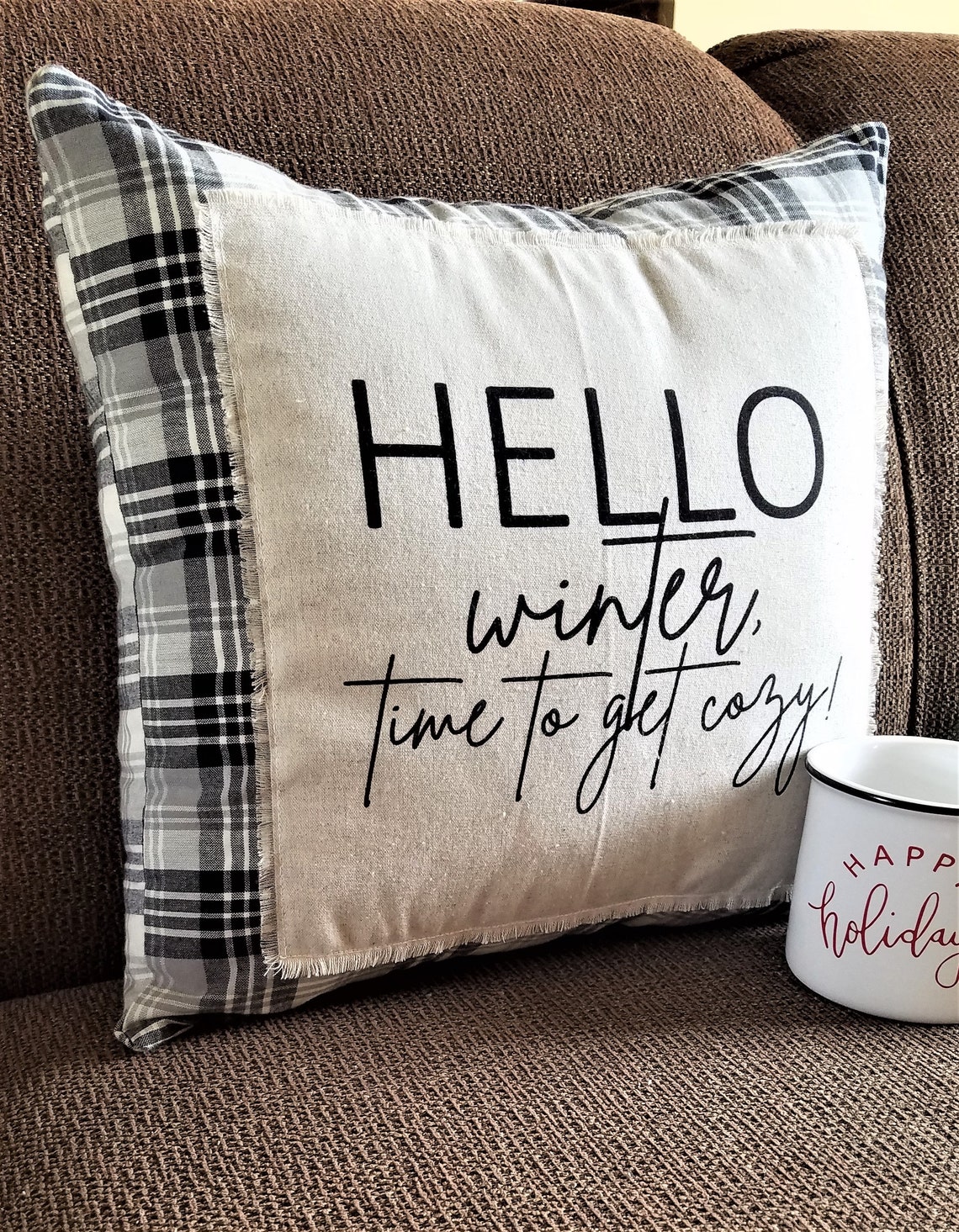 Hello Winter Pillow Cover 16 x 16 Pillow Cover ONLY Etsy