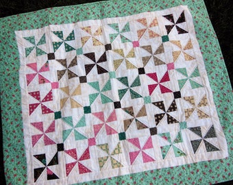 Shabby Chic Baby Girl Quilt | Floral Nursery | Pinwheel Bedding | Country Nursery