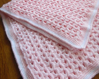 Soft Pink Hand Crocheted Baby Blanket  Newborn baby blanket | Home from the hospital | stroller blanket