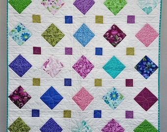 Simple Square Baby Quilt | Toddler Quilt | Bright Baby Quilt