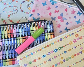 Zipper Bag, Zipper Pouch, Make-up Bag, Pencil Bag, Cosmetic Bag, Organizer, Tote Bag Organizer, Purse Organizer, Teen Zipper Pouch