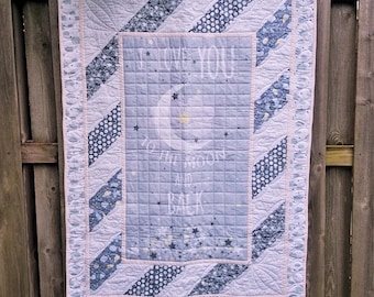 Love you to the moon | Baby Quilt | Love you bedding | Love you decor | Love you baby | Love you nursery | To the Moon Nursery | To the Moon