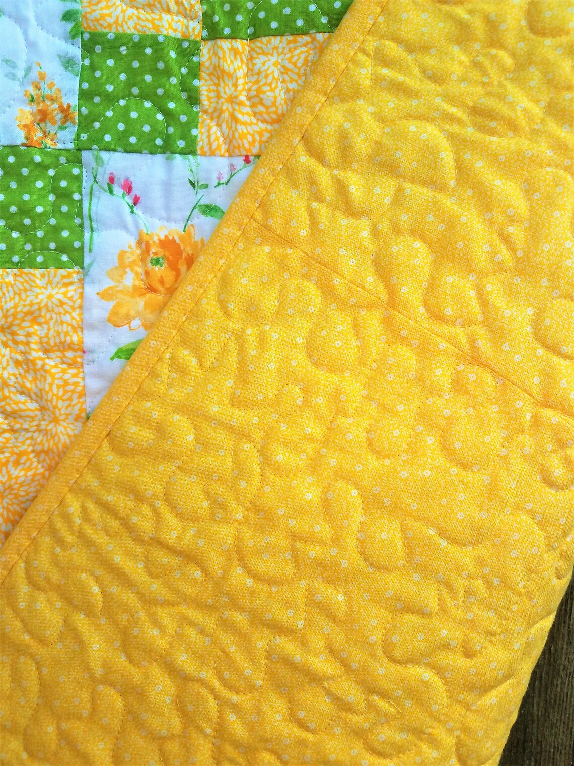 Green and Yellow Quilt Baby Quilt Shabby Chic Quilt Shabby Chic Nursery