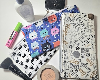 Zipper Bag, Zipper Pouch, Make-up Bag, Pencil Bag, Cosmetic Bag, Organizer, Cat Zipper Bag, Tote Bag Organizer, Purse Organizer