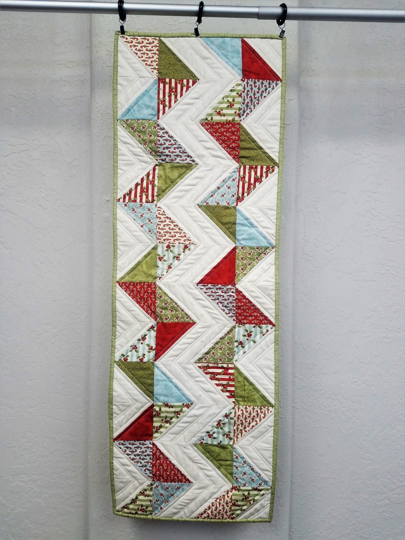 Holiday Decor Christmas Decor Retro Christmas Table Runner Chevron Table Runner Christmas Table Runner