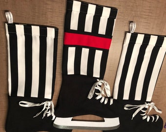 Hockey Skate Stocking Referee & Linesman - Christmas Stockings by HockeyStockings.com - Handmade in Canada -Personalization Available