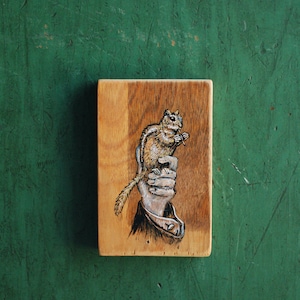 Symbiosis, Chipmunk Painting on Reclaimed Wood