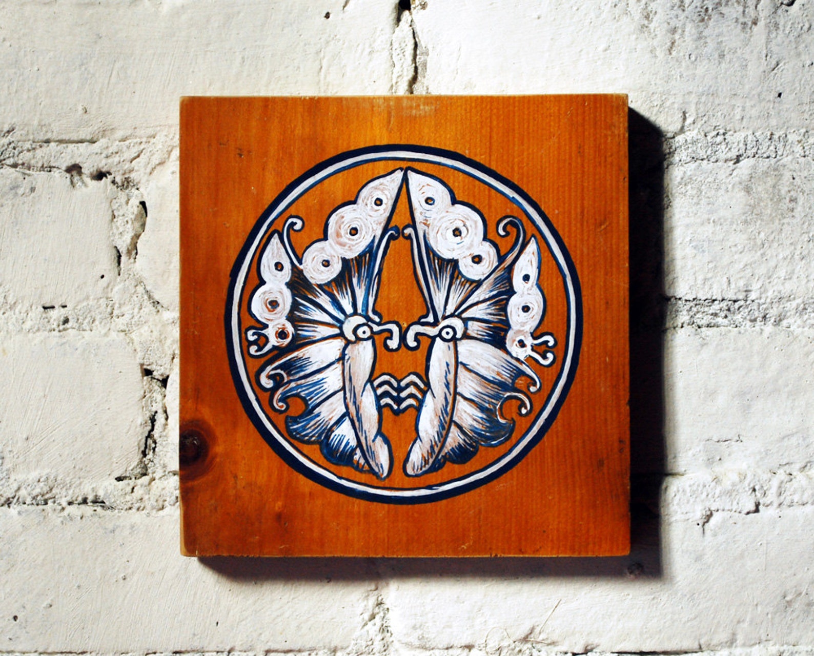 Japanese Butterfly Crest Butterfly Mon Painting on Reclaimed Etsy