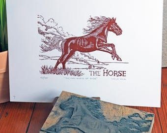 Año del Caballo de Fuego, Impresión Linograbado en Bloque de Edición Limitada