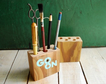 Go On. Salvaged Wood Pencil Holder