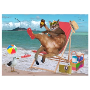 Cat Photo Card: Beach Bum