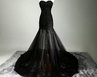 black and white lace wedding dress