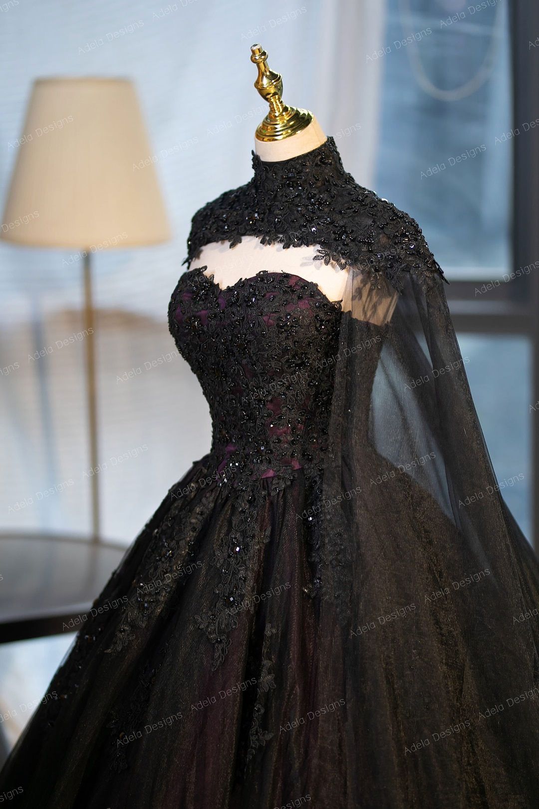 Untraditional Black and Purple Ball Gown Gothic Wedding Dress Bridal ...