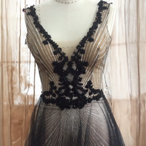 Sleeveless Black with Straps Lace V Neck Top ALine Wedding Dress Bridal Gown Open Back Modern Morgana Dress