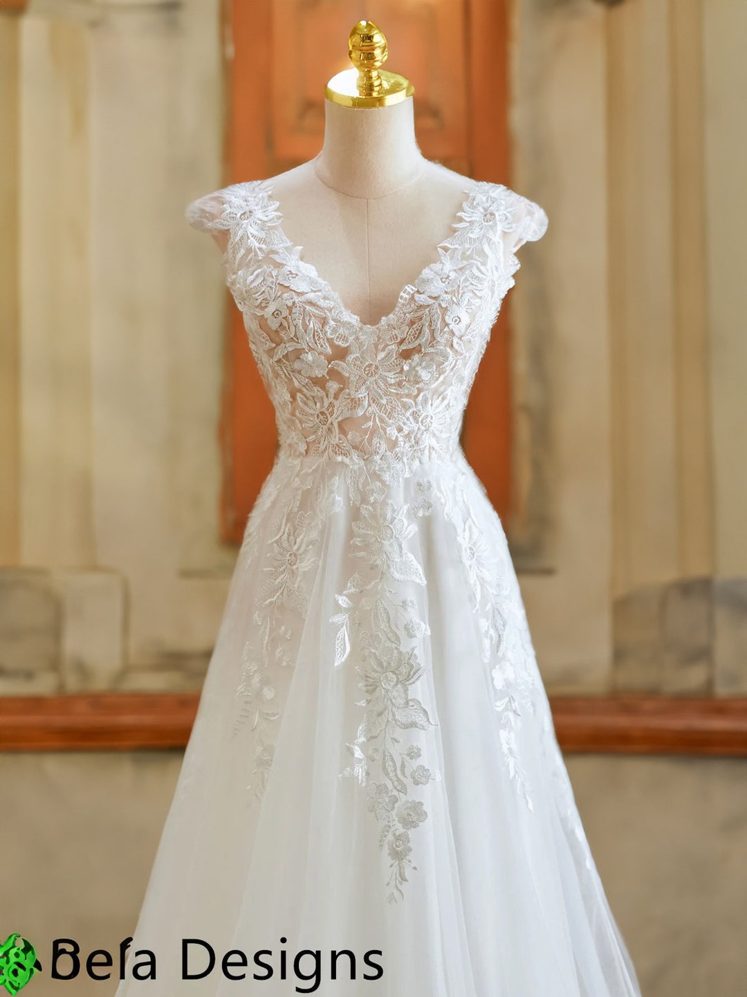 Sexy Illusion Wedding Dress A Line Bohemian Wedding Dress Zipper Back