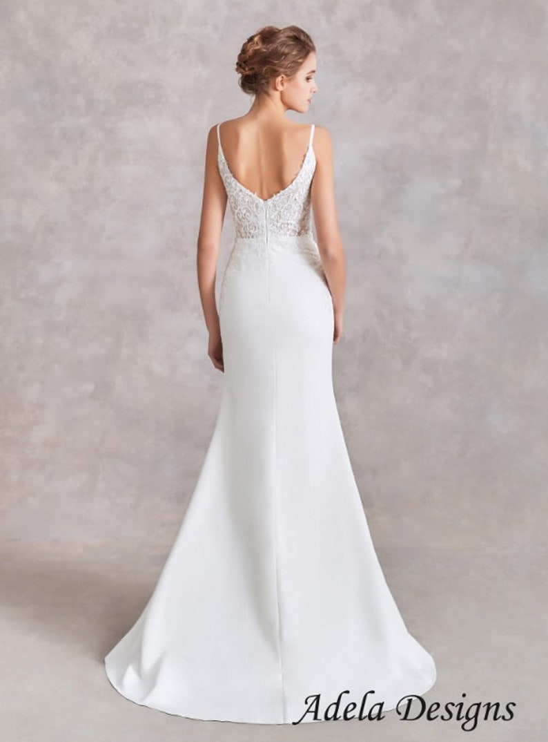 Mermaid Trumpet Sheath Stretch Slinky Slip Bridal Gown With V Etsy