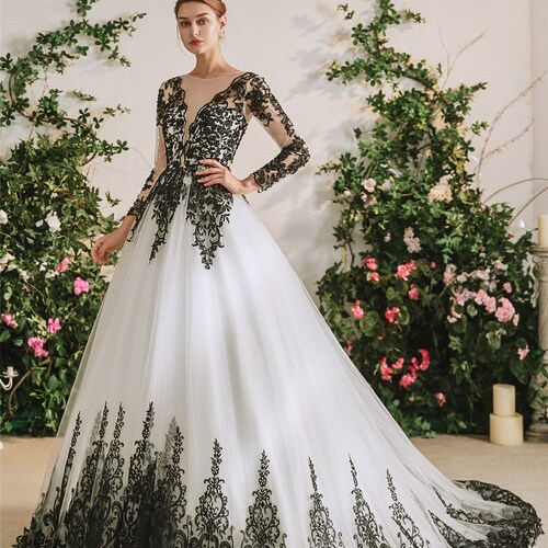 Pink and Black Wedding Dress Gothic Bridal Gown Custom Made to Etsy