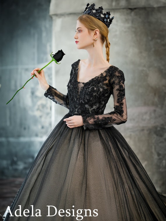 Black Tulle Ballgown Bridal Wedding Gown Dress Gothic Goth Boho Bohemian  Old World Hand Made Sizes S-2XL - Etsy
