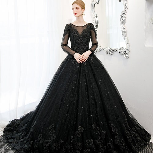 Black and Champagne Ball Gown Gothic Wedding Dress Bridal Gown - Etsy