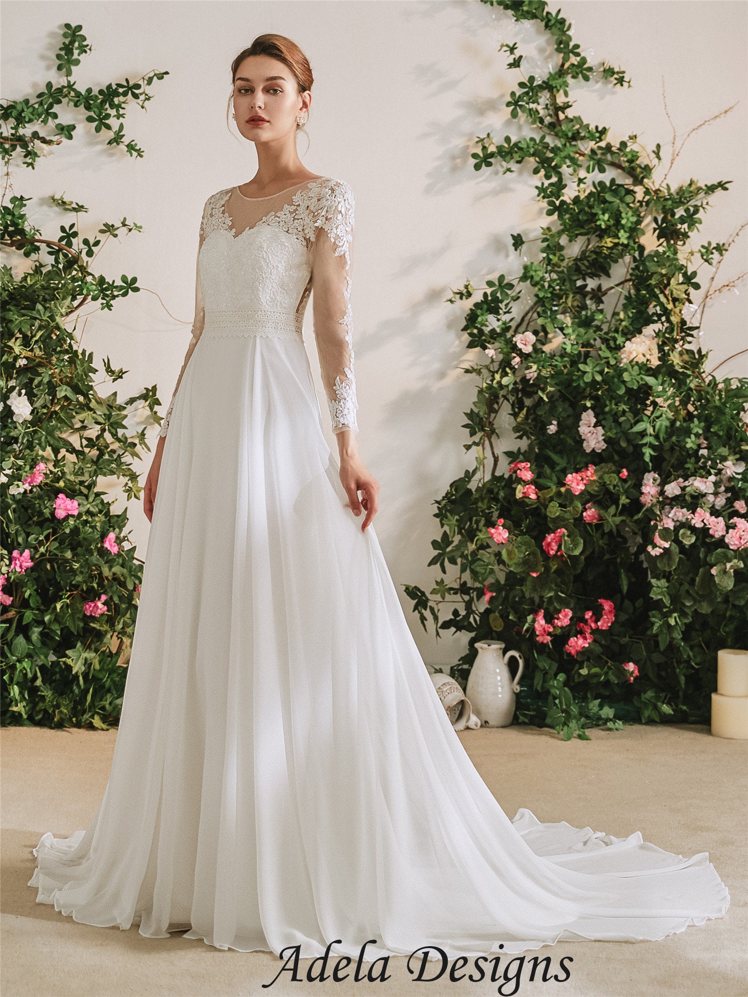 Bohemian Wedding Dress 2019 V Neck Lace Boho Wedding Dresses Half Sleeve Backles