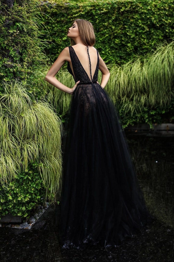 Sexy Black Dress - Plunging Neckline Dress - Sleeveless Dress