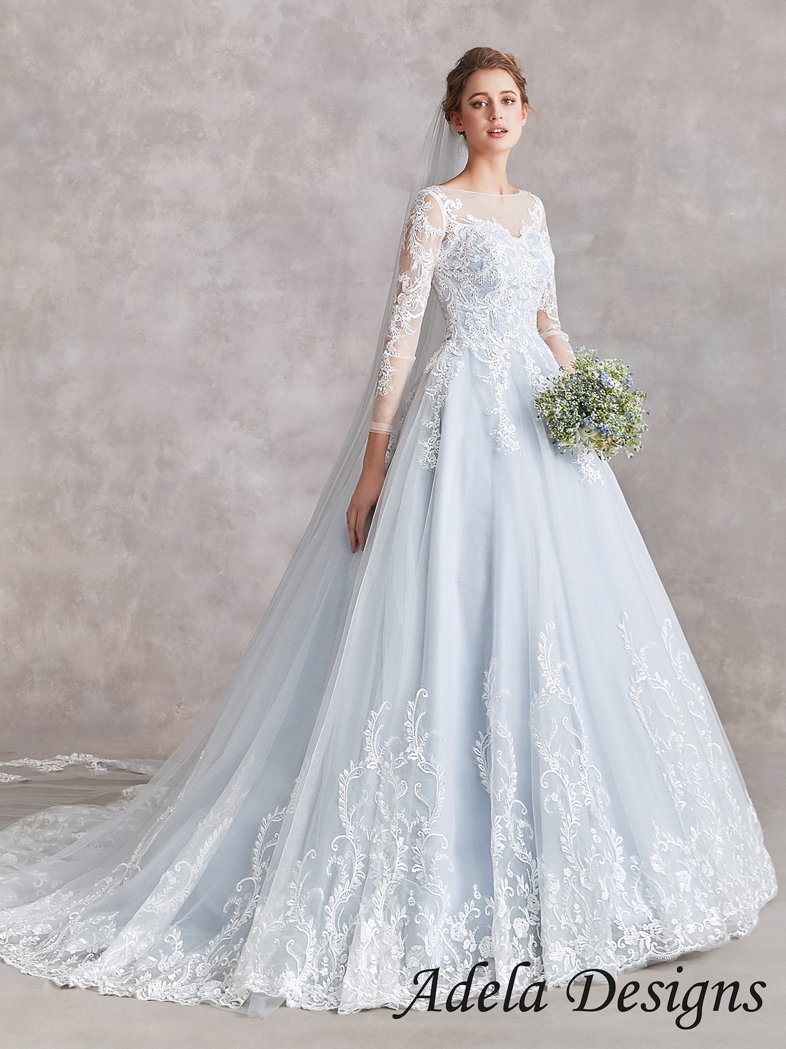 Eloise Blue Silk Wedding Dress | Strapless Sweetheart Wedding Dress