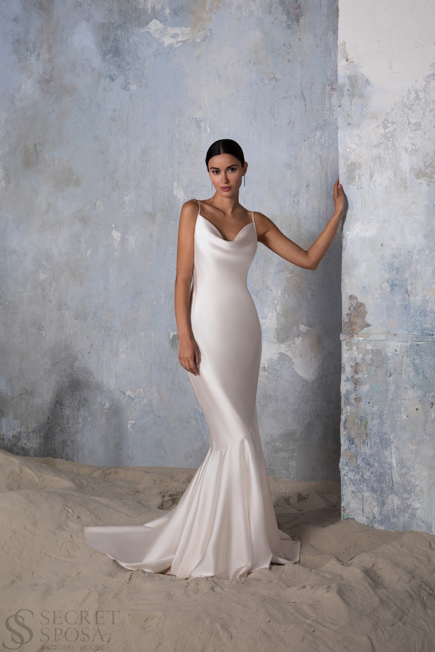 cowl back wedding dress