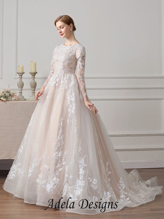 Modest Lace Long Sleeve Bridal Ball 