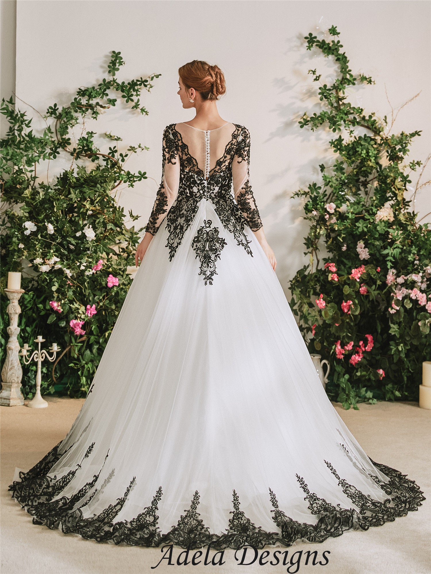 White Ball Gown Gothic Wedding Dress 