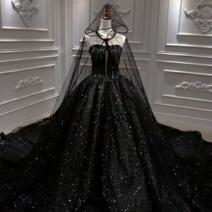 Luxury Black Sparkle Sleeveless Strapless Peek A Boo Wedding - Etsy