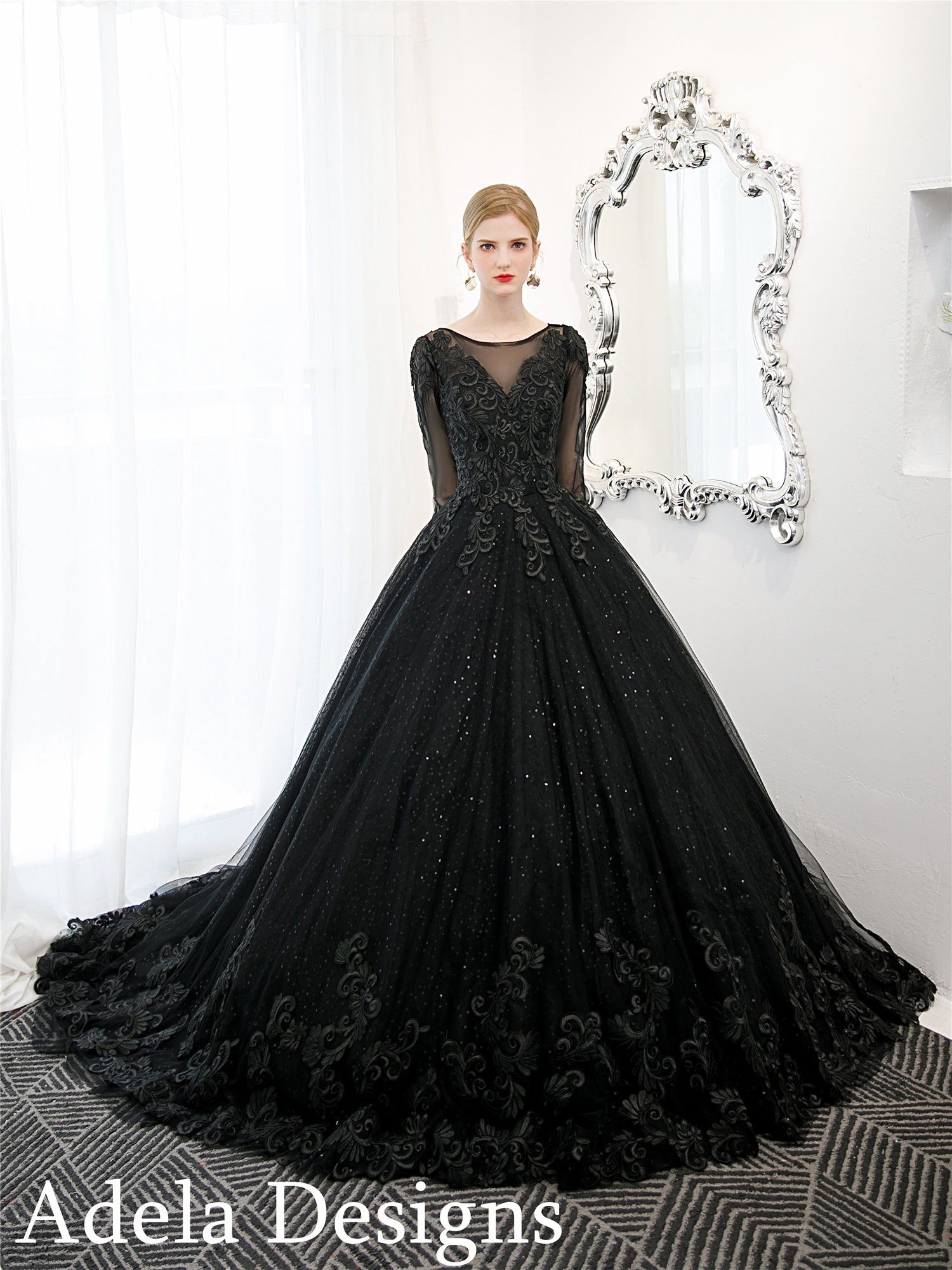 Strapless Bodice Corset Black Organza Ball Gowns Wedding Dresses – alinanova