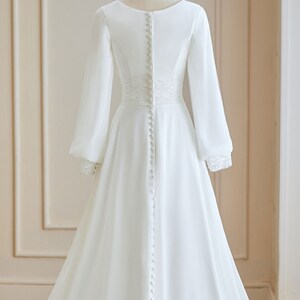 Modest Long Sleeve Bridal Gown Wedding Dress Classic Aline Silhouette ...