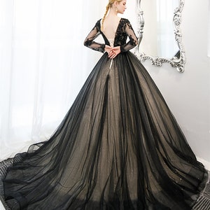 Black and Champagne Ball Gown Gothic Wedding Dress Bridal Gown - Etsy