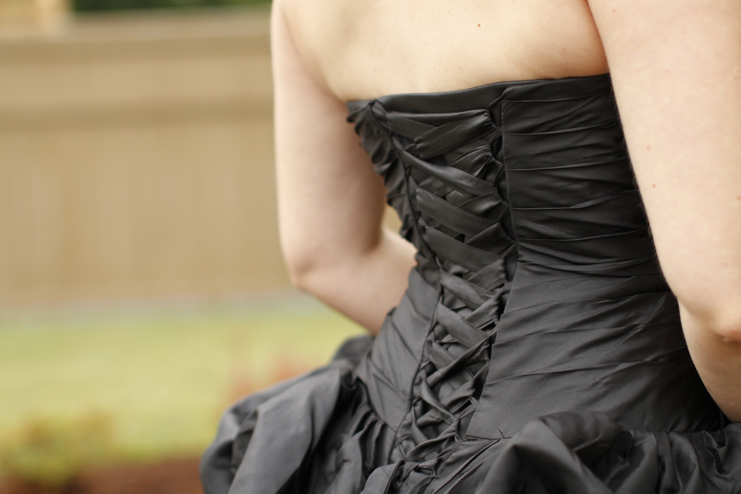 Gothic Victorian Black Wedding Dresses Sweetheart Corset Back