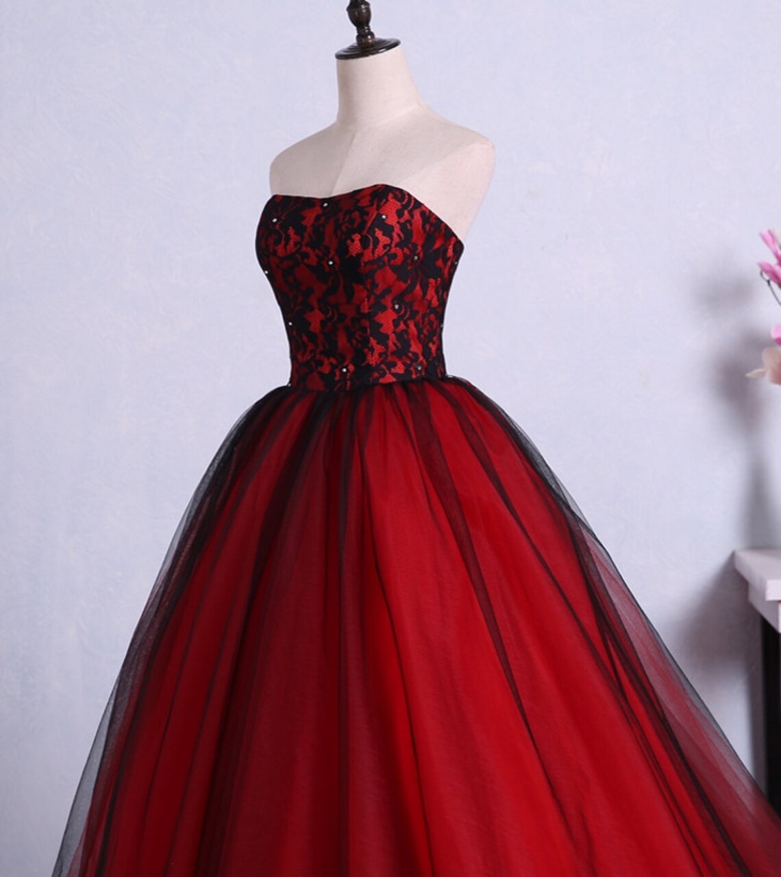 red and black gown design